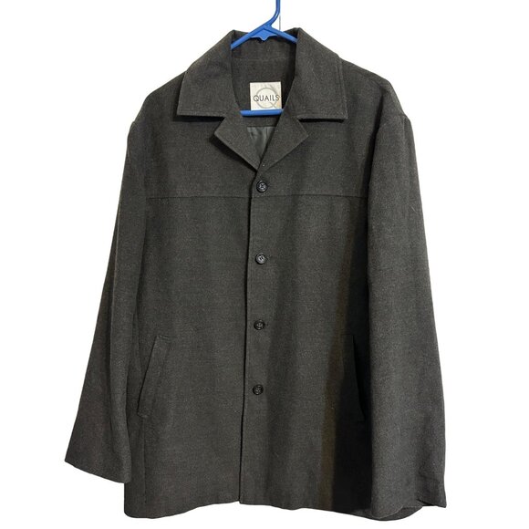 Quails Other - Y2K Pea Coat Quails Med Gray Lined Men's 2 Exterior 1 Interior Pocket  SZ L